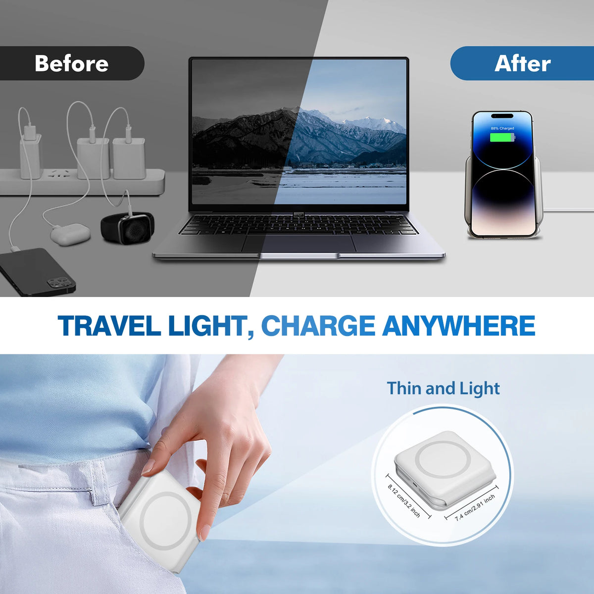 15W Magnetic 3In1 Foldable Wireless Triple Device Charging Dock