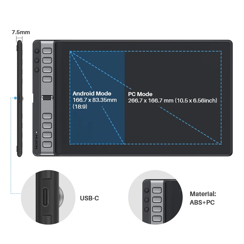 Huion Inspiroy 2 USB C Digital Graphics Drawing Tablet