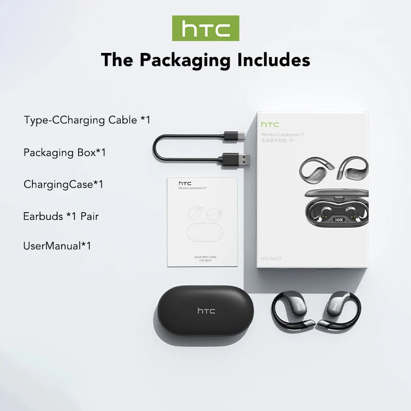 HTC NE57 Bluetooth Earbuds Active Noise Canceling 30Hr PlayBack