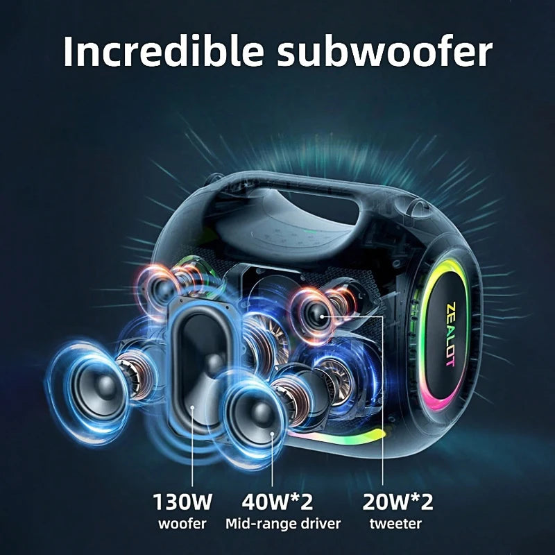 ZEALOT ZE21 250W Wireless Portable Speaker 48000mAh Battery