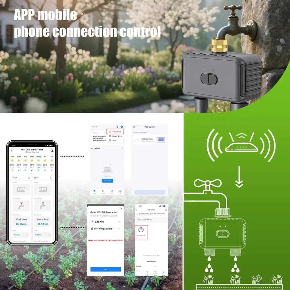 Insoma Dual Hose WiFi Automatic Water Timer For Garden Irrigation