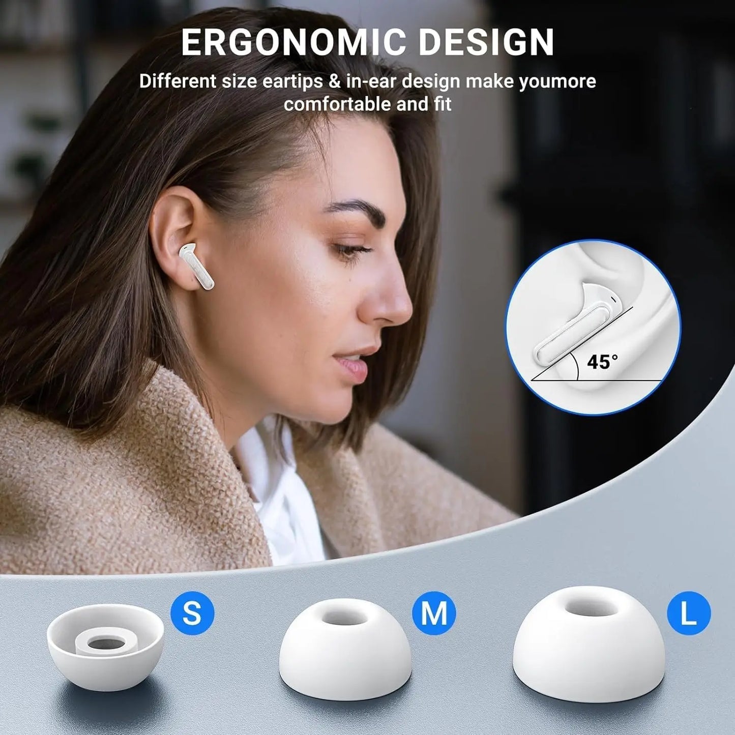 Zzlove Wireless Earbuds Noise Cancellation Heart Rate Monitor Bluetooth 5.3