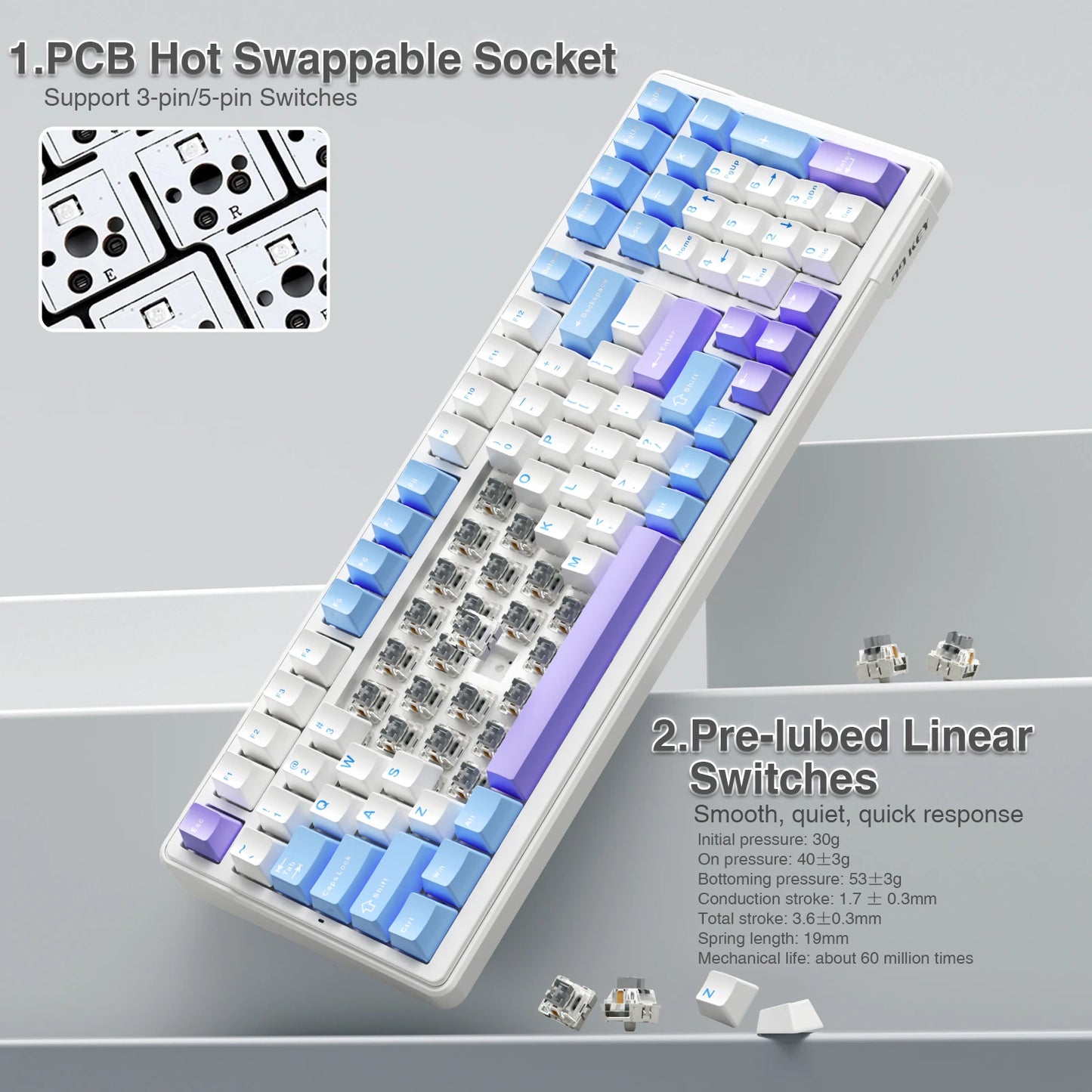 AULA F99 Wireless Mechanical Keyboard Tri Mode Hot Swappable
