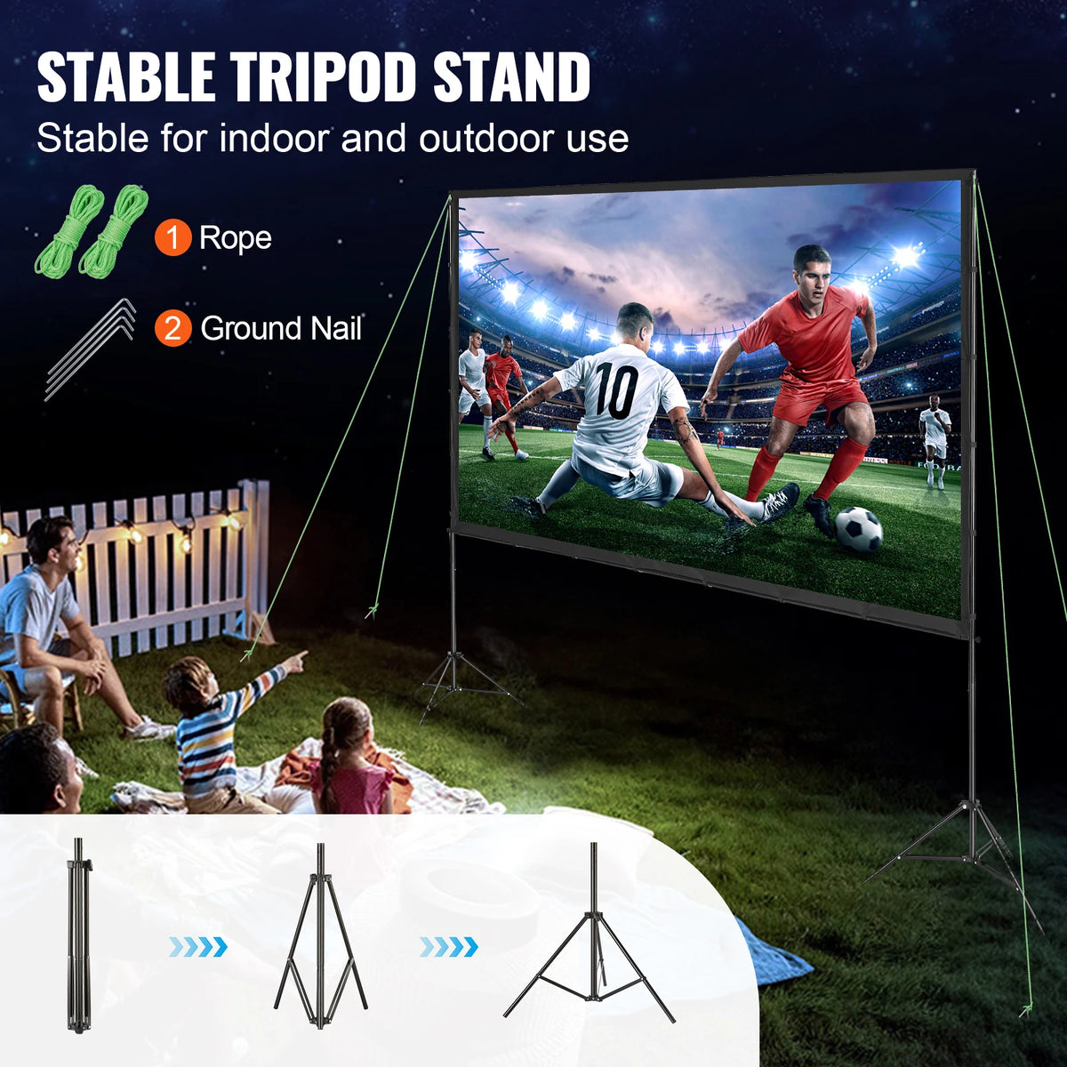 Vevor Portable Projector Screen With Adjustable Stand