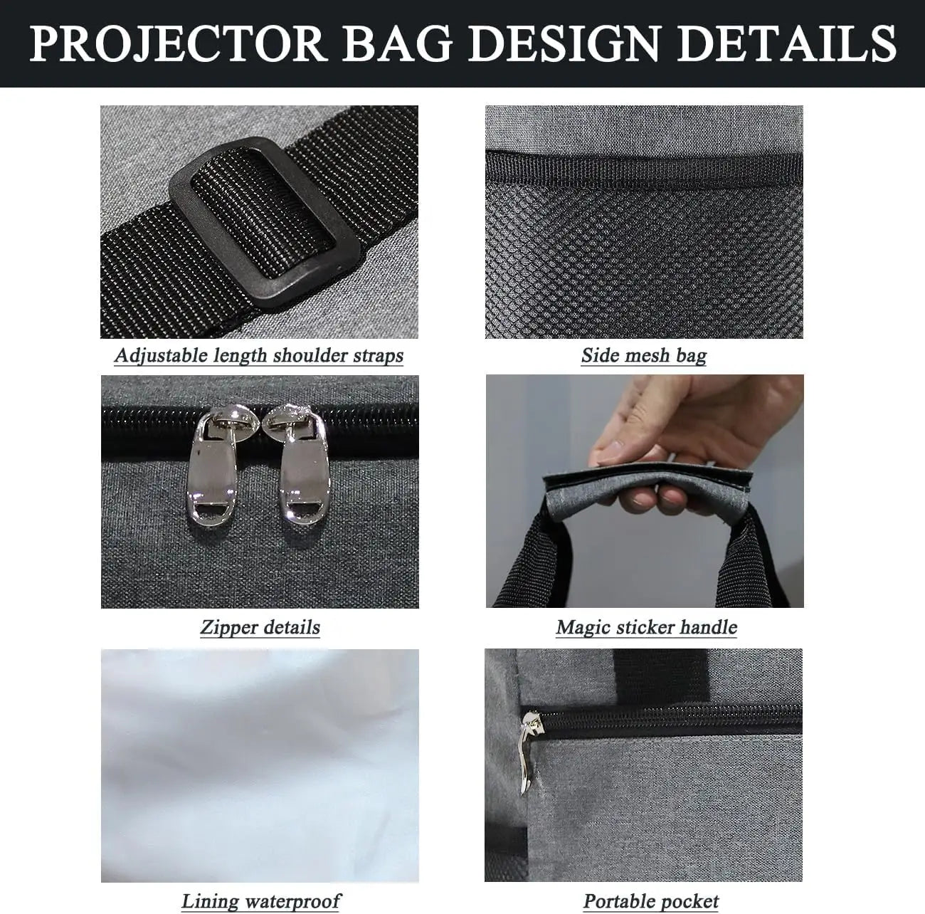 XMSJ Projector Bag Fits Most Projectors With Cable Storage