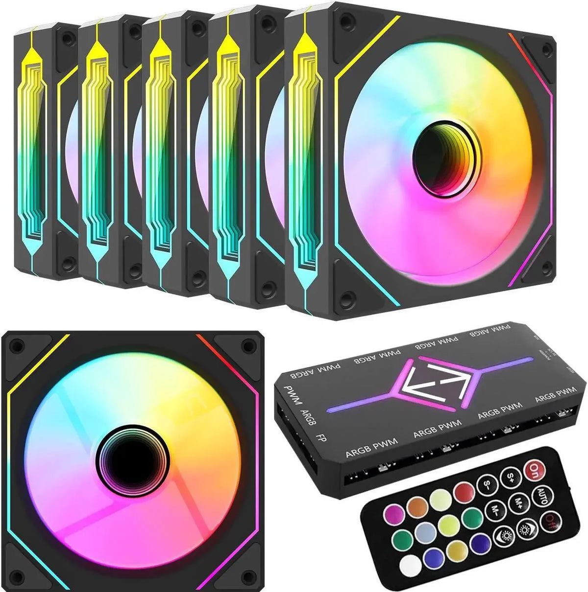 Six Pack PWM Cooling Case Fans With Remote Controller