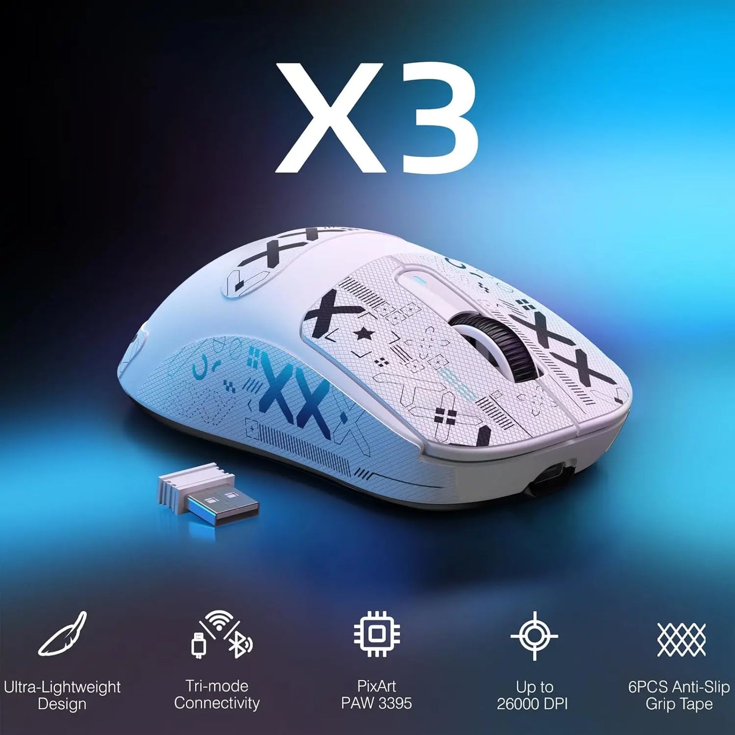 Attack Shark X3 Wireless Gaming Mouse Tri-Mode 26K DPI