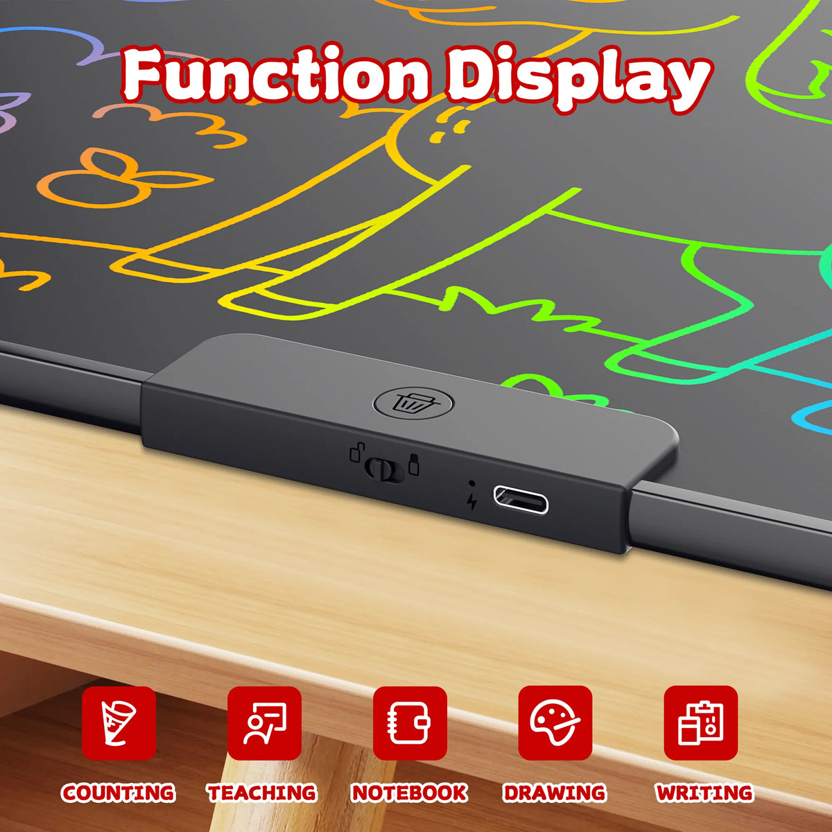 Rechargeable LCD Writing Tablet Electronic Drawing Board Kids Digital Doodle