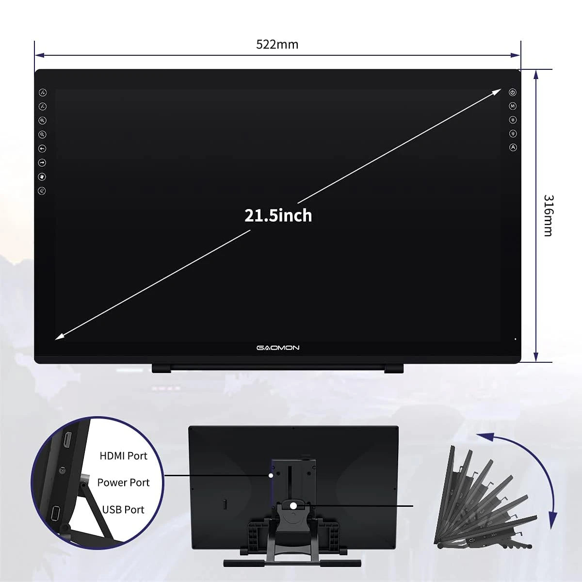 GAOMON PD2200 Graphics Tablet Pen Display With Anti Glare Screen