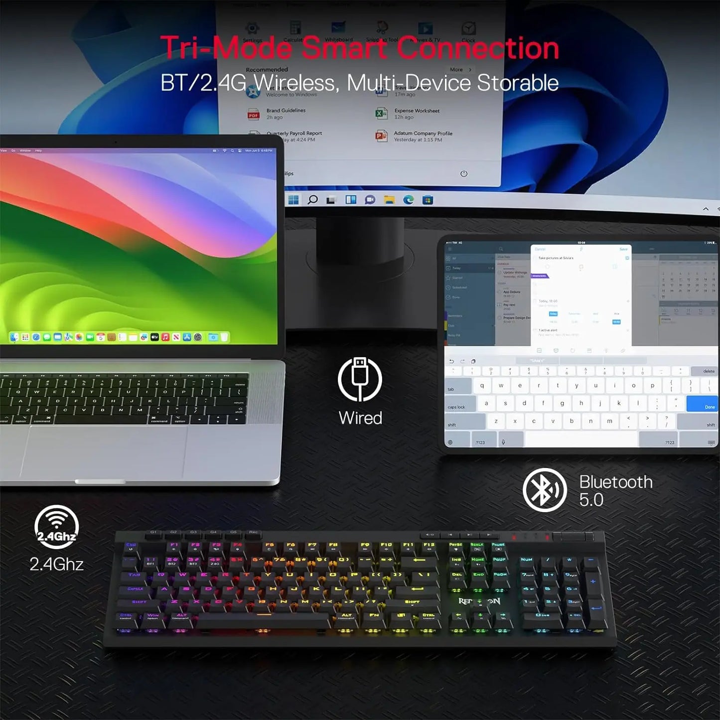 Redragon K580 Pro Wireless RGB Mechanical Keyboard With Hot-Swap