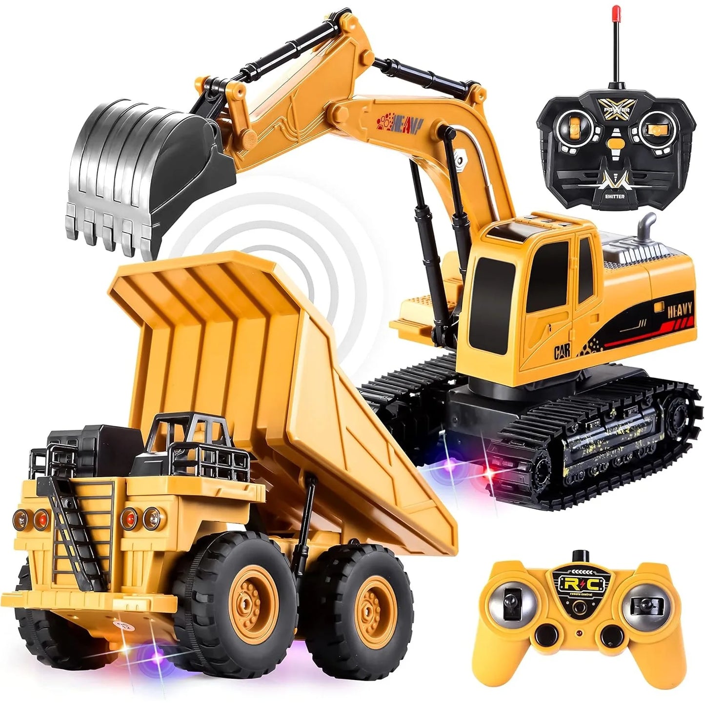 Joyfy 2 Pack RC Excavator And Truck Toy Set