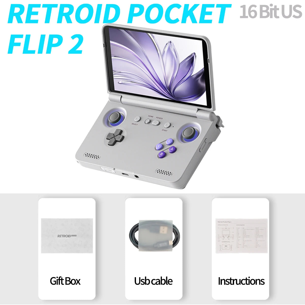 Retroid Pocket Flip2 Handheld Console Android 13 With AMOLED Touch Screen PSP PS2