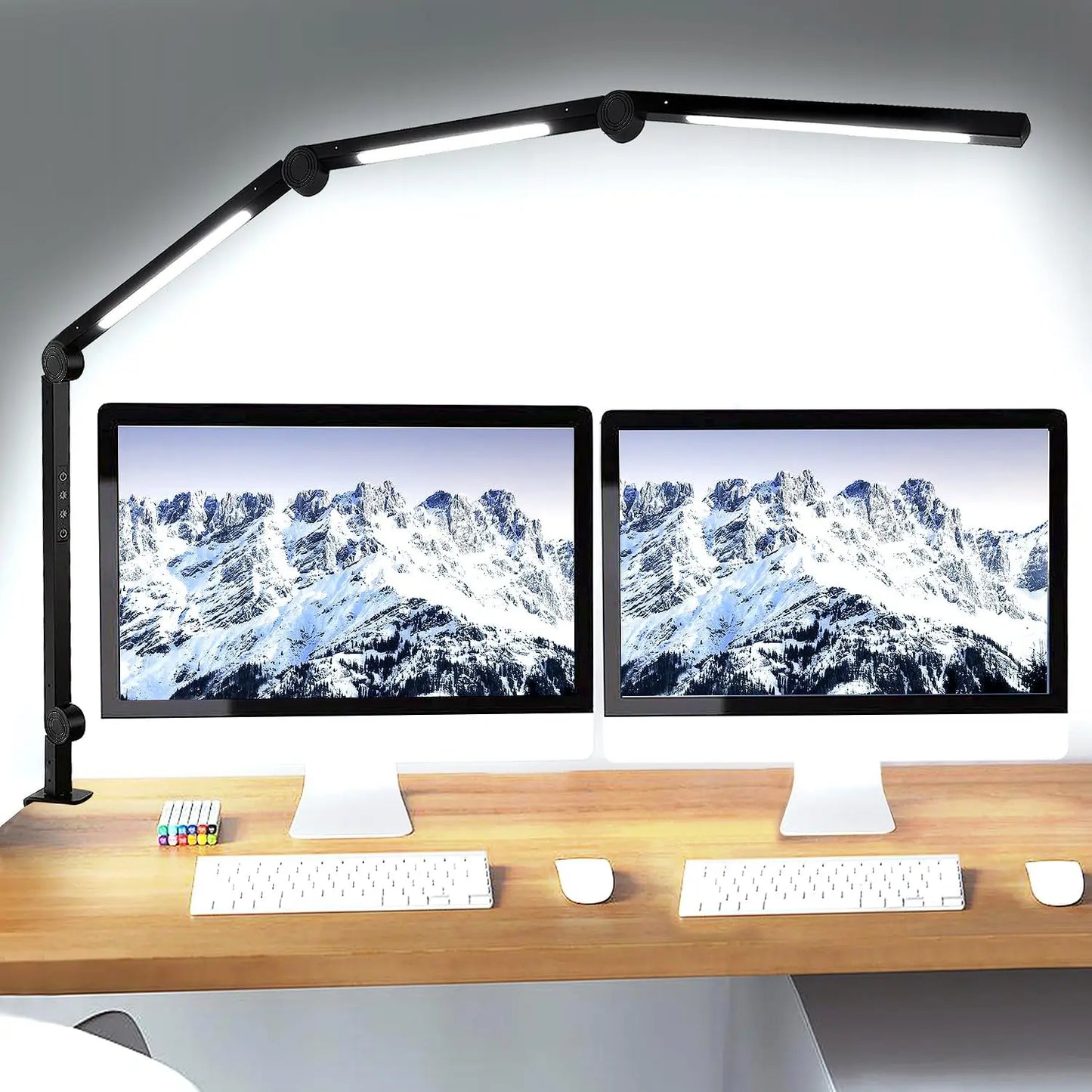 LED Desk Lamp With Clamp Flexible Swing Arm 4 Modes 5 Brightness Levels