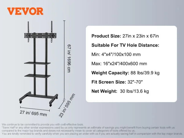 SucceBuy Height Adjustable Swivel Floor Television Stand