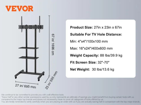 SucceBuy Height Adjustable Swivel Floor Television Stand