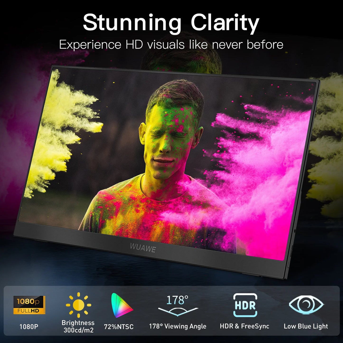 WUAWEB Portable Laptop Monitor USB C HDMI HDR