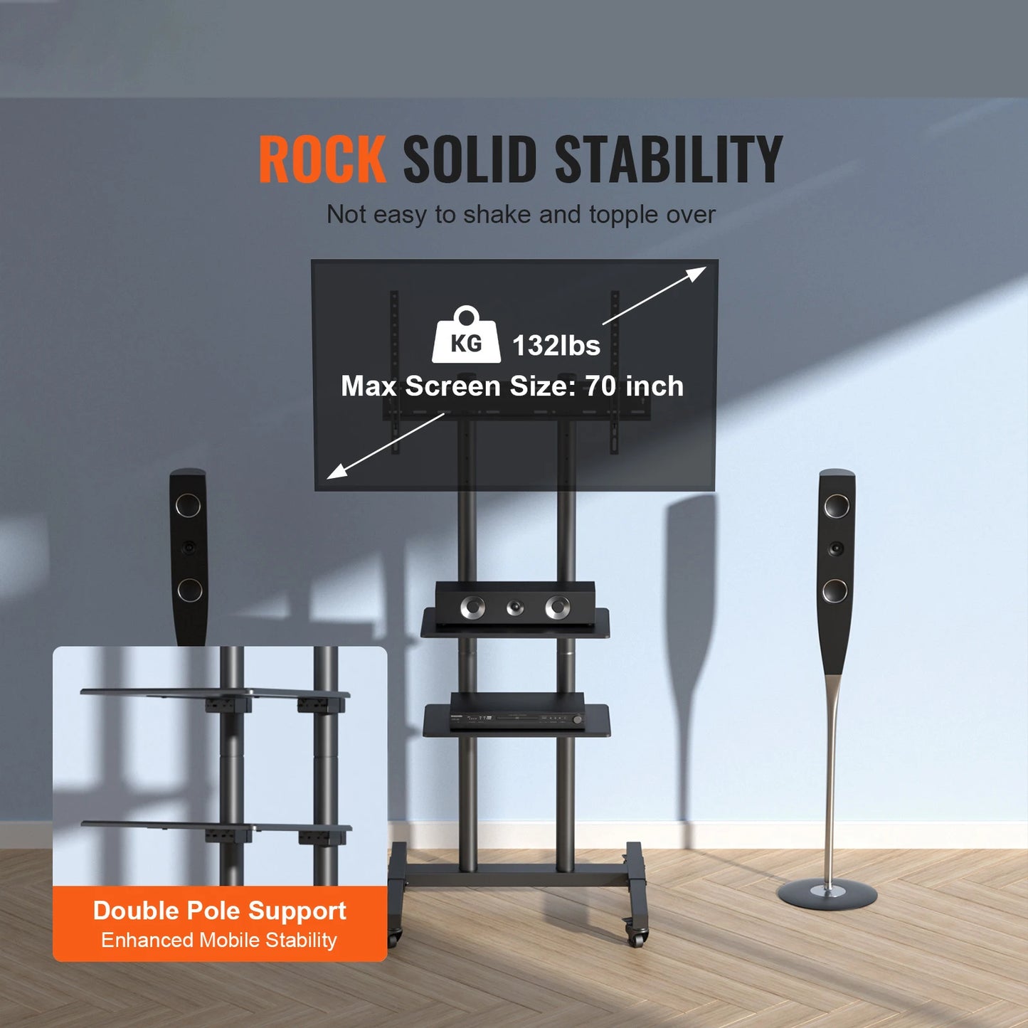 SucceBuy Height Adjustable Swivel Floor Television Stand