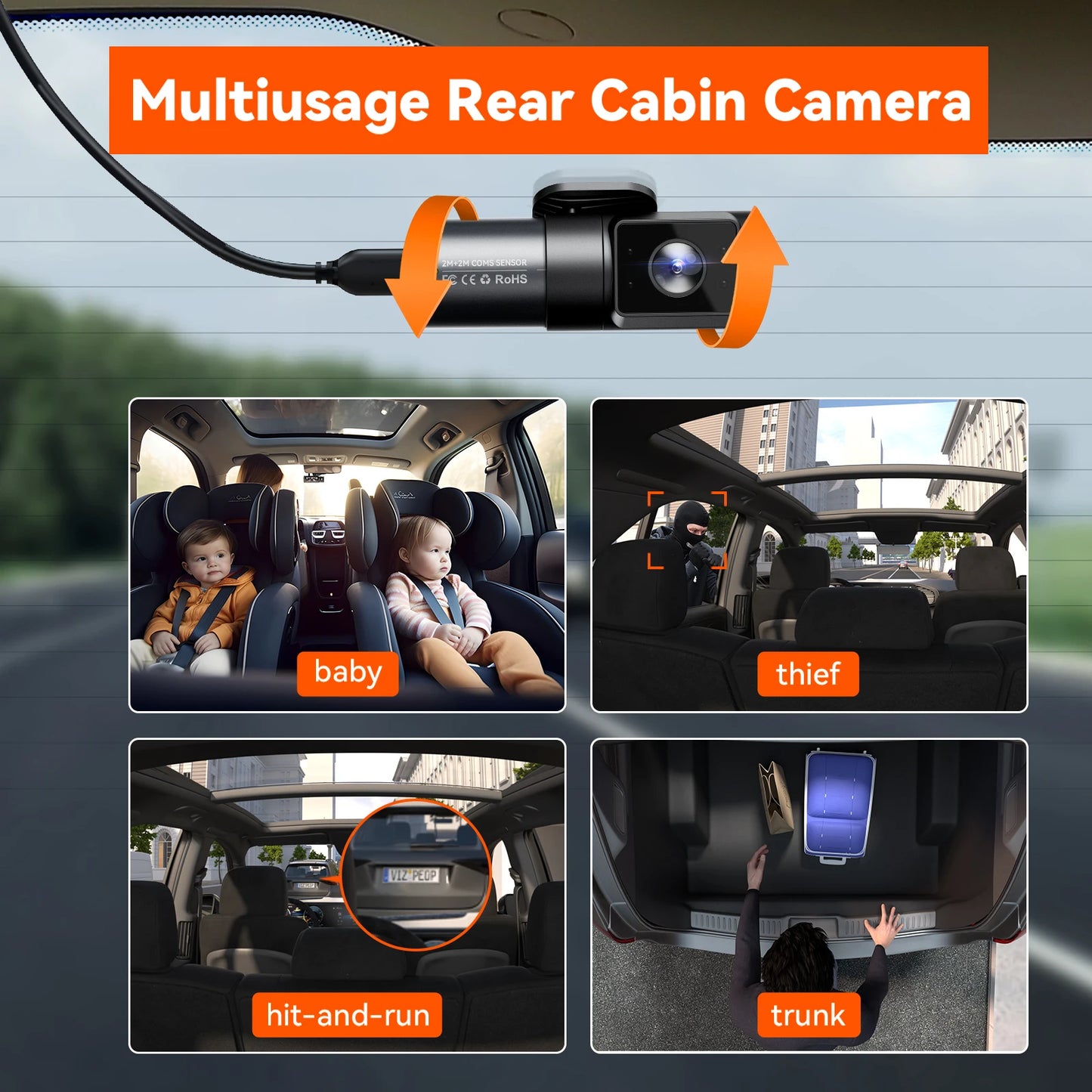 Vantrue N5 Dash Cam 4 Channel WiFi 360 Degree GPS Night Vision