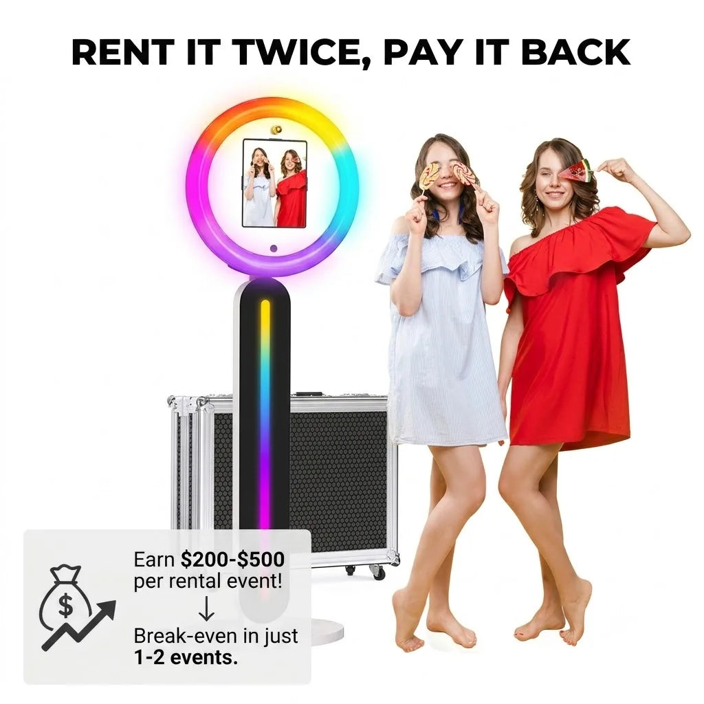 Femoorer Ipad Photo Booth Stand With Rgb Ring Light