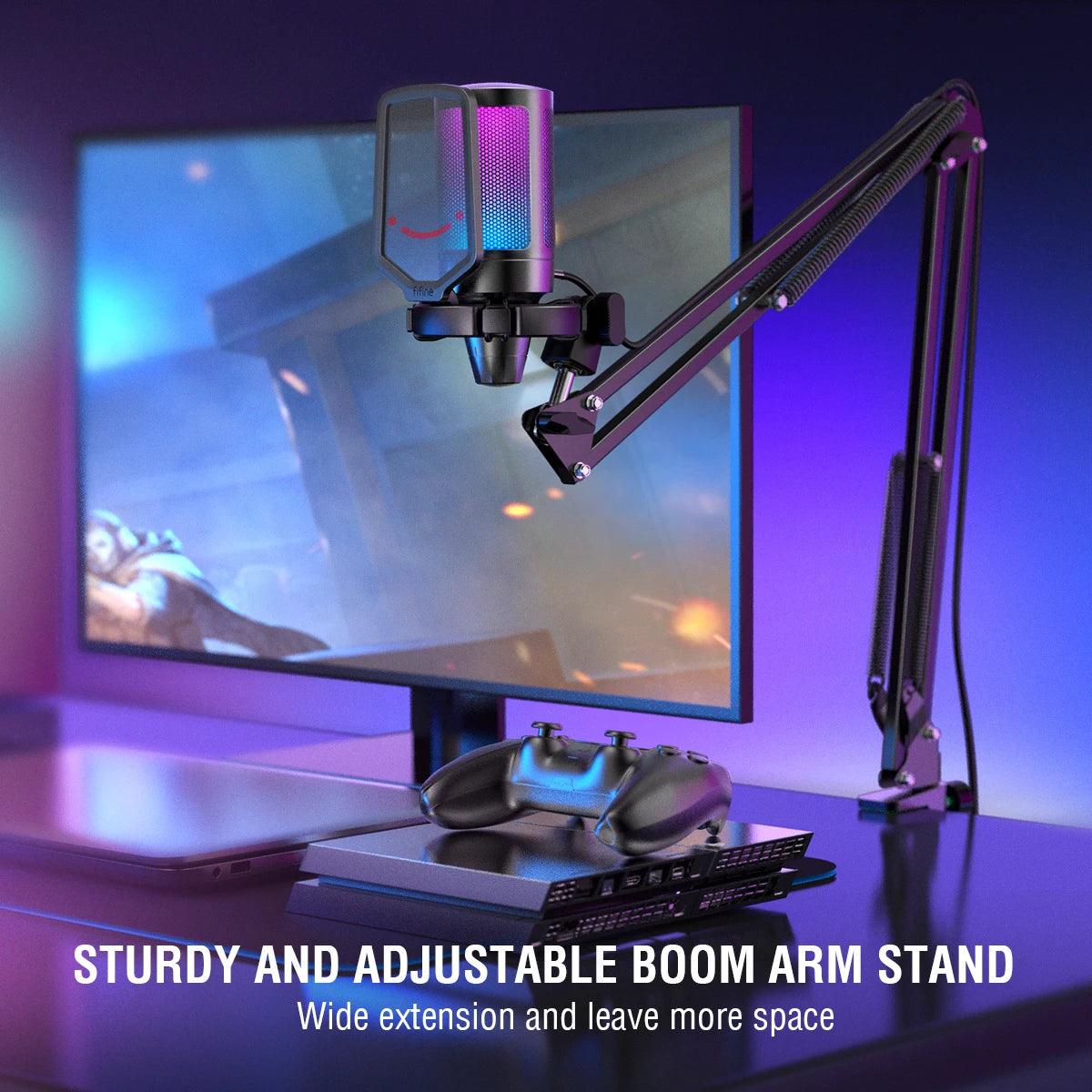 FIFINE USB Gaming Microphone Kit With Cardioid Condenser Mic