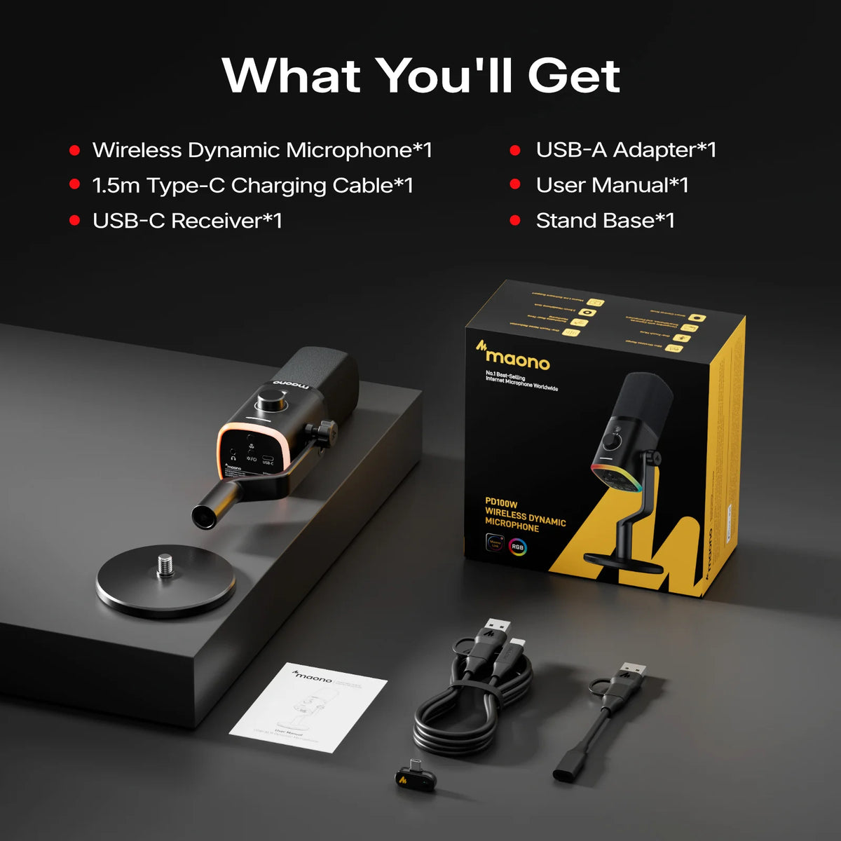 Maono Pd100w Dynamic Usb Microphone For Gaming Streaming Podcast