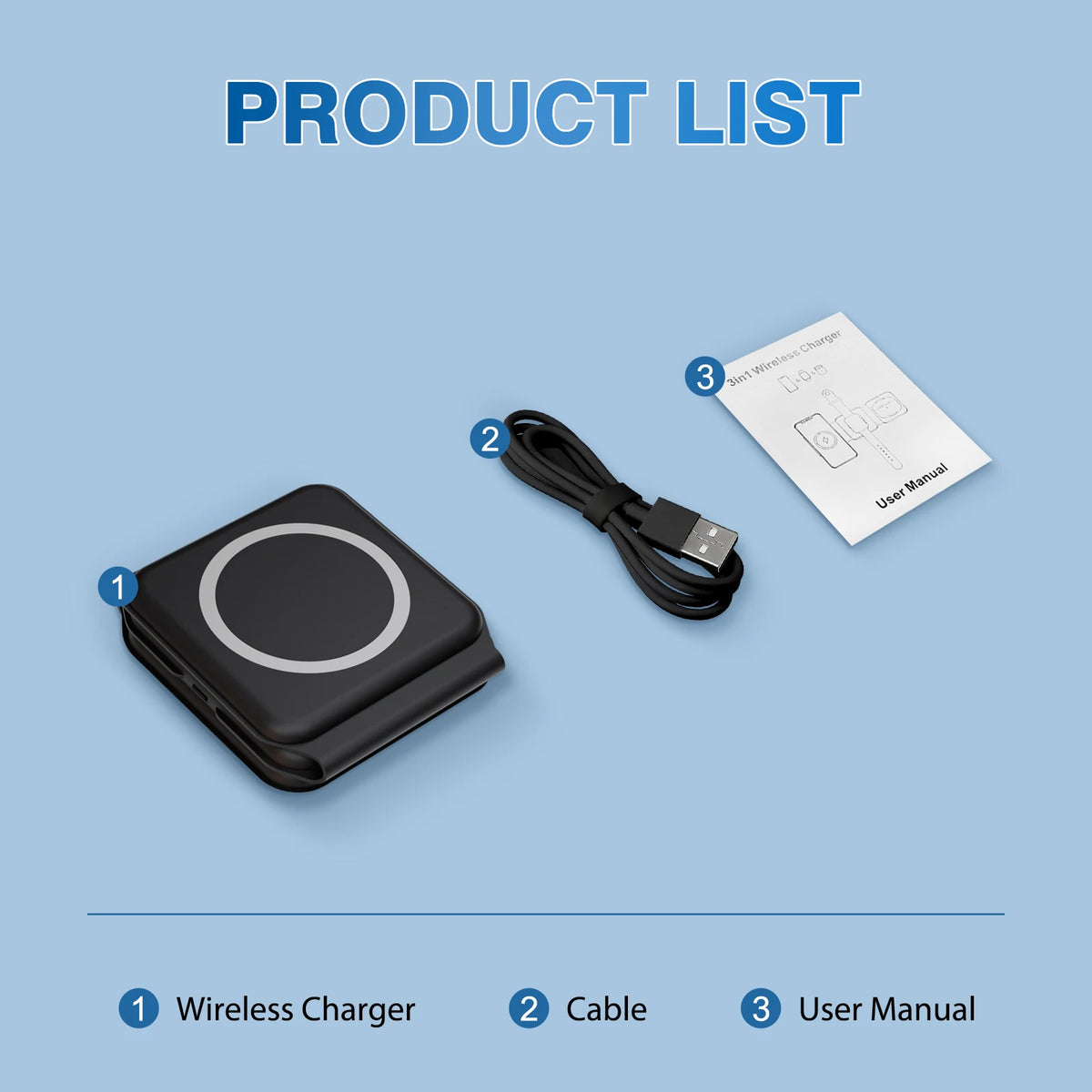 15W Magnetic 3In1 Foldable Wireless Triple Device Charging Dock