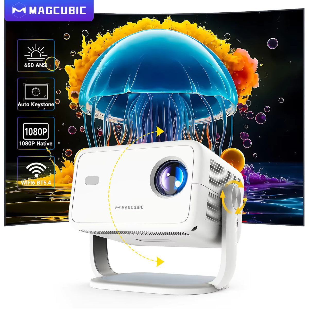 Magcubic Portable 1080P Projector With Auto Focus And Wifi