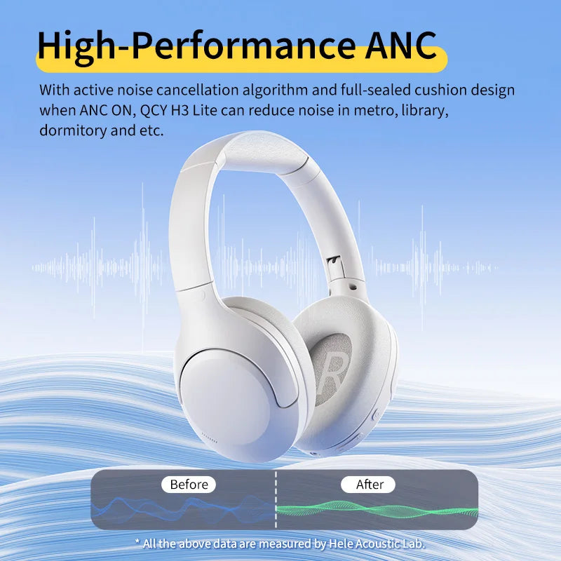QCY H3 Lite ANC Wireless Headphones Bluetooth 5.3 Noise Cancelling