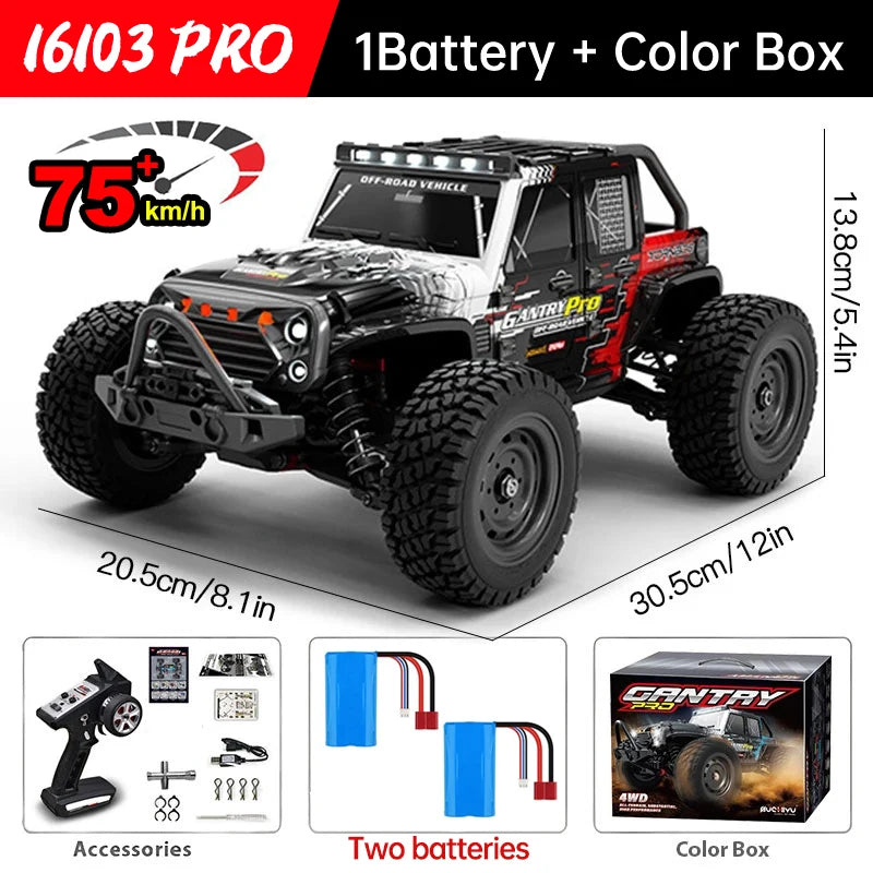 WLtoys 16101 Pro RC Car FourWheelDrive LED Lights HighSpeed