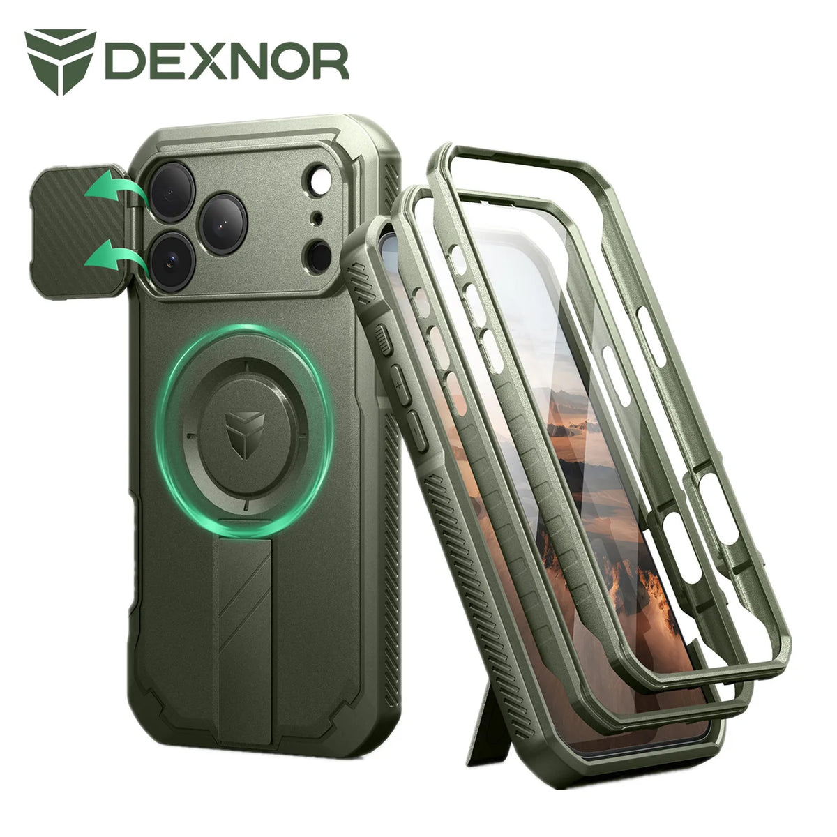 Dexnor Protective Case With Camera Cover And Kickstand For Phones