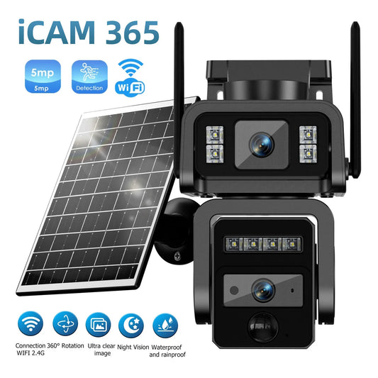 GatoCam Dual Lens Solar WiFi Security Camera With Battery 1080P