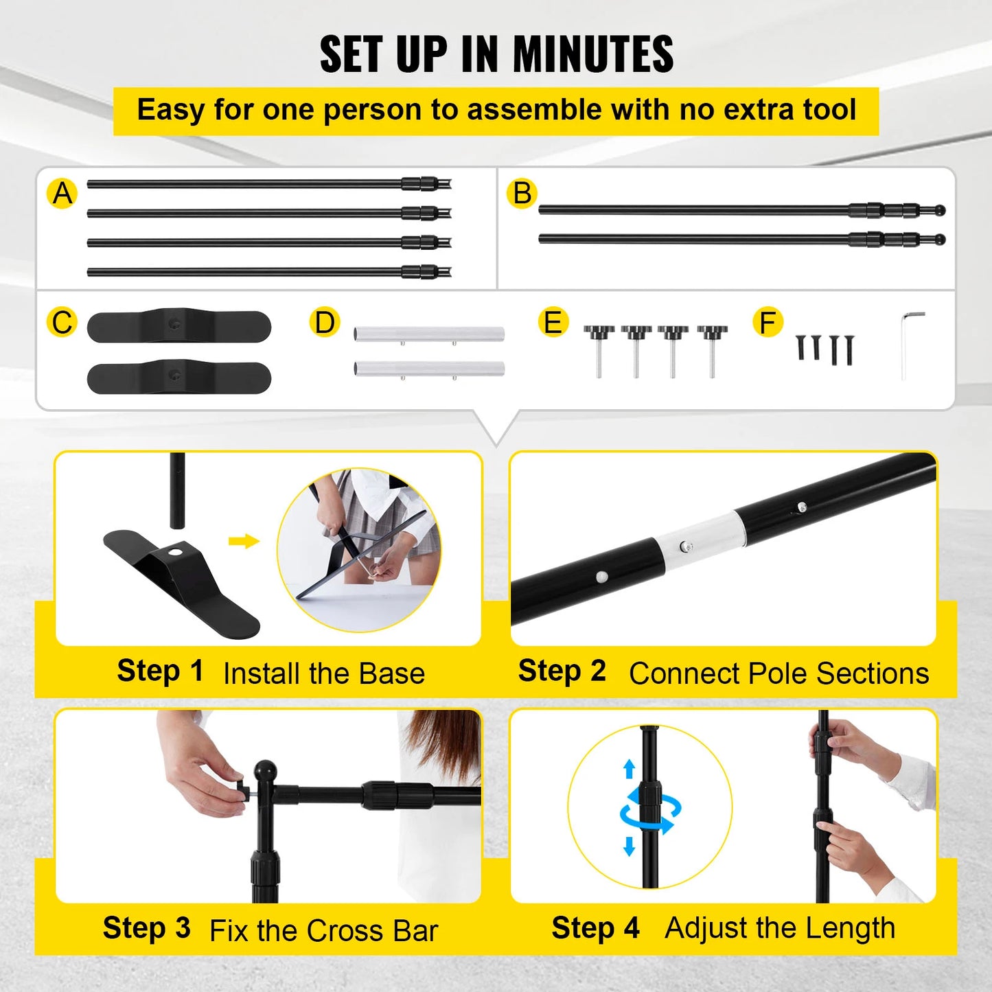 SucceBuy Telescopic Adjustable Backdrop Stand For Photocall Video Events