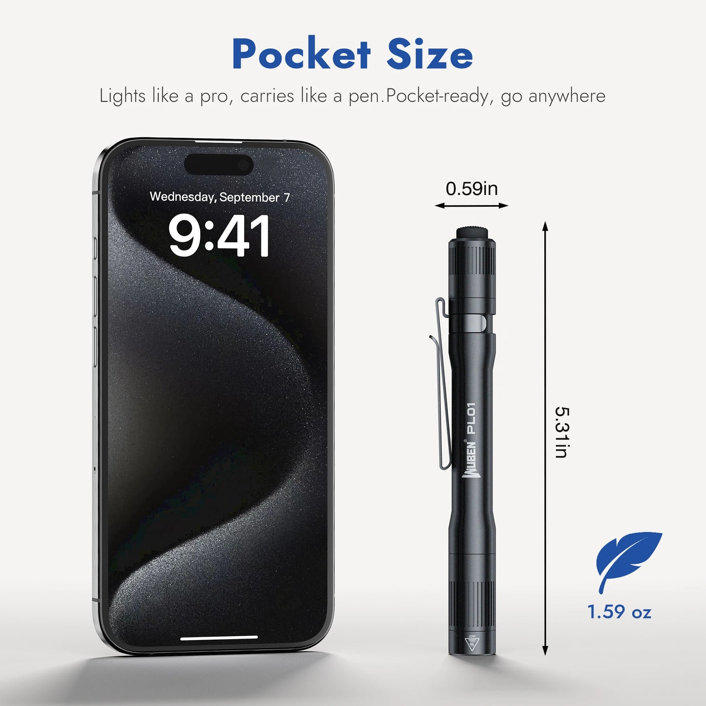 WUBEN PL01 Pen Light 650 Lumens EDC Rechargeable IP68 Waterproof Flashlight