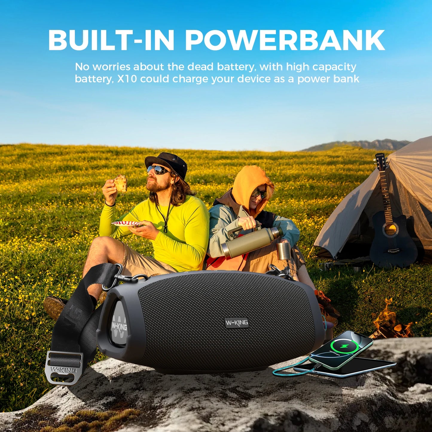 W-King X10 Portable Bluetooth Speaker With Deep Bass And Waterproof