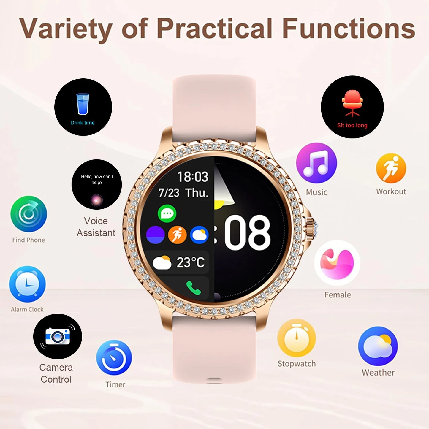 INNOFOVO Smart Watch for Women Touchscreen Fitness Tracker Wireless Calls