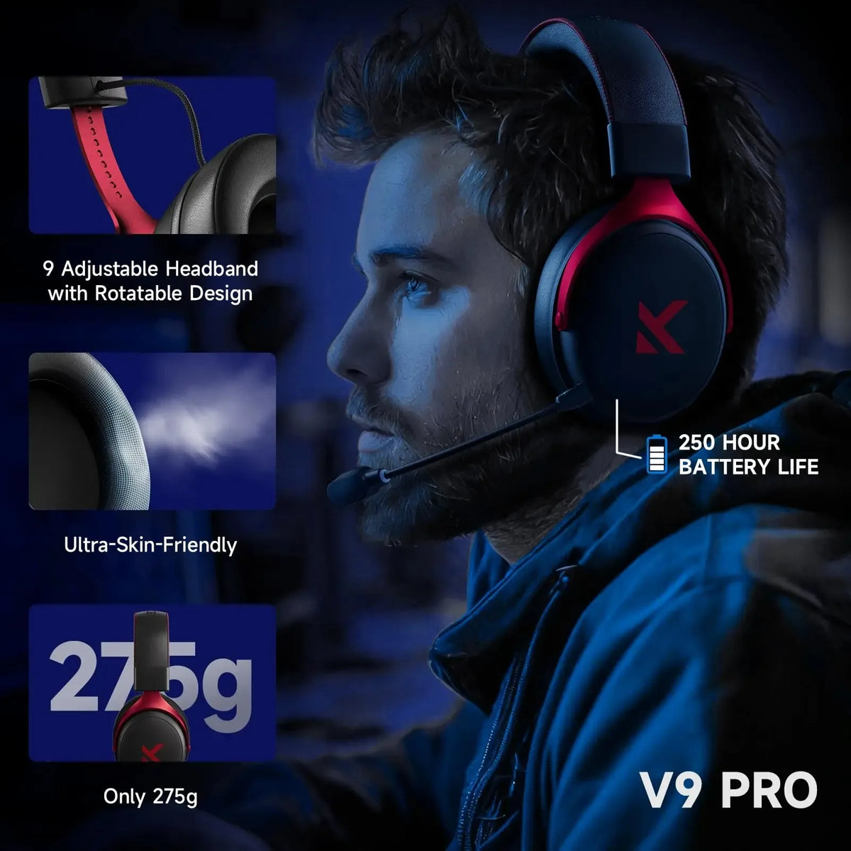 Mchose V9 Pro Wireless Gaming Headset With Noise Canceling Microphone