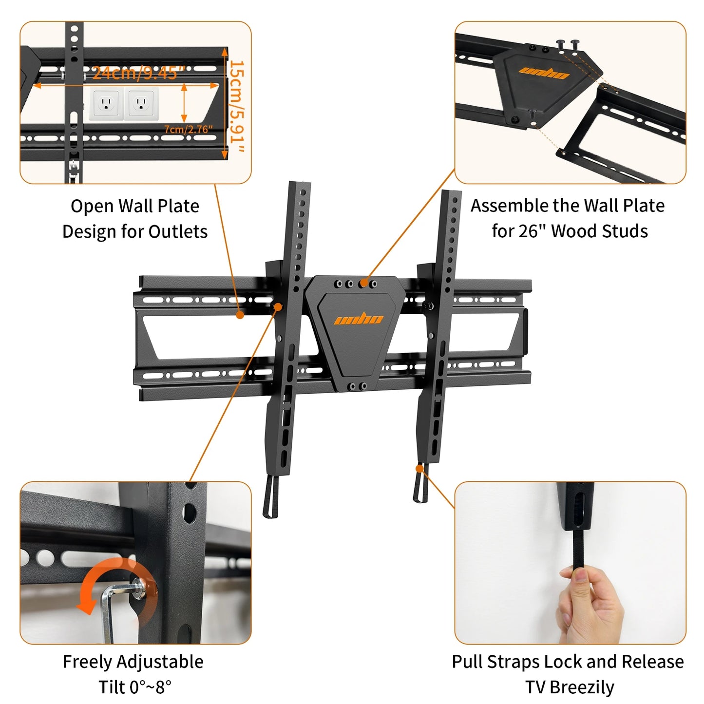 Unho Fixed Television Wall Mount Bracket With Tilt Function