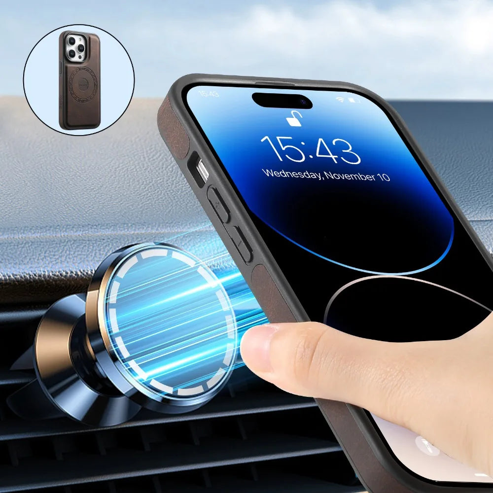 Licoers Magnetic Leather Case With Camera Protection For iPhone