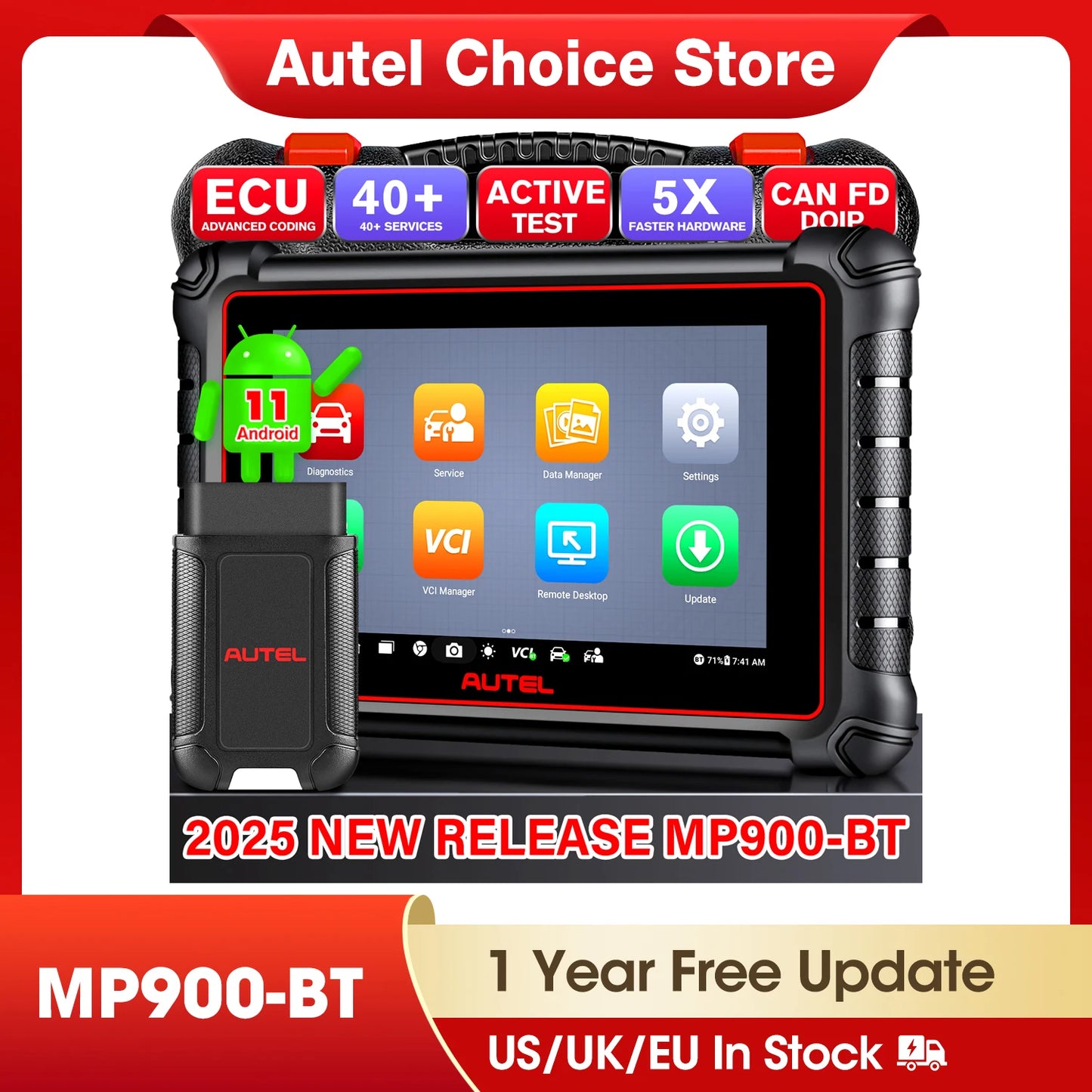 Autel MaxiPRO MP900 BT OBD2 Scanner ECU Coding Bidirectional Tool