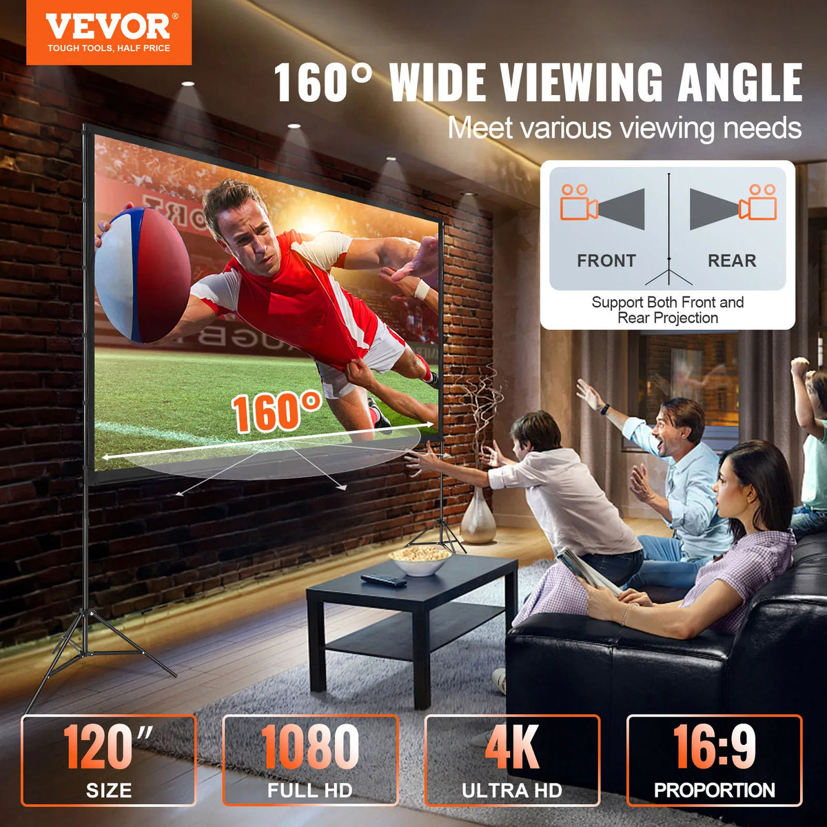 Vevor Portable Projector Screen With Adjustable Stand
