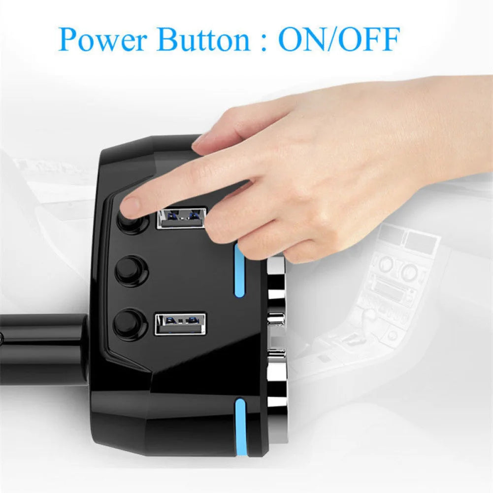 100W Car Cigarette Lighter Splitter With Dual Usb Fast Charger