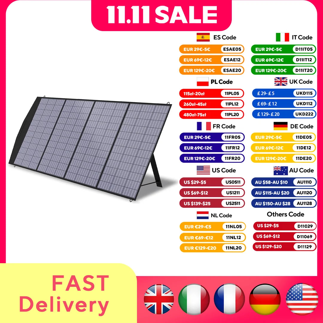 ALLPOWERS Foldable 200W Solar Panel Laptop Charger