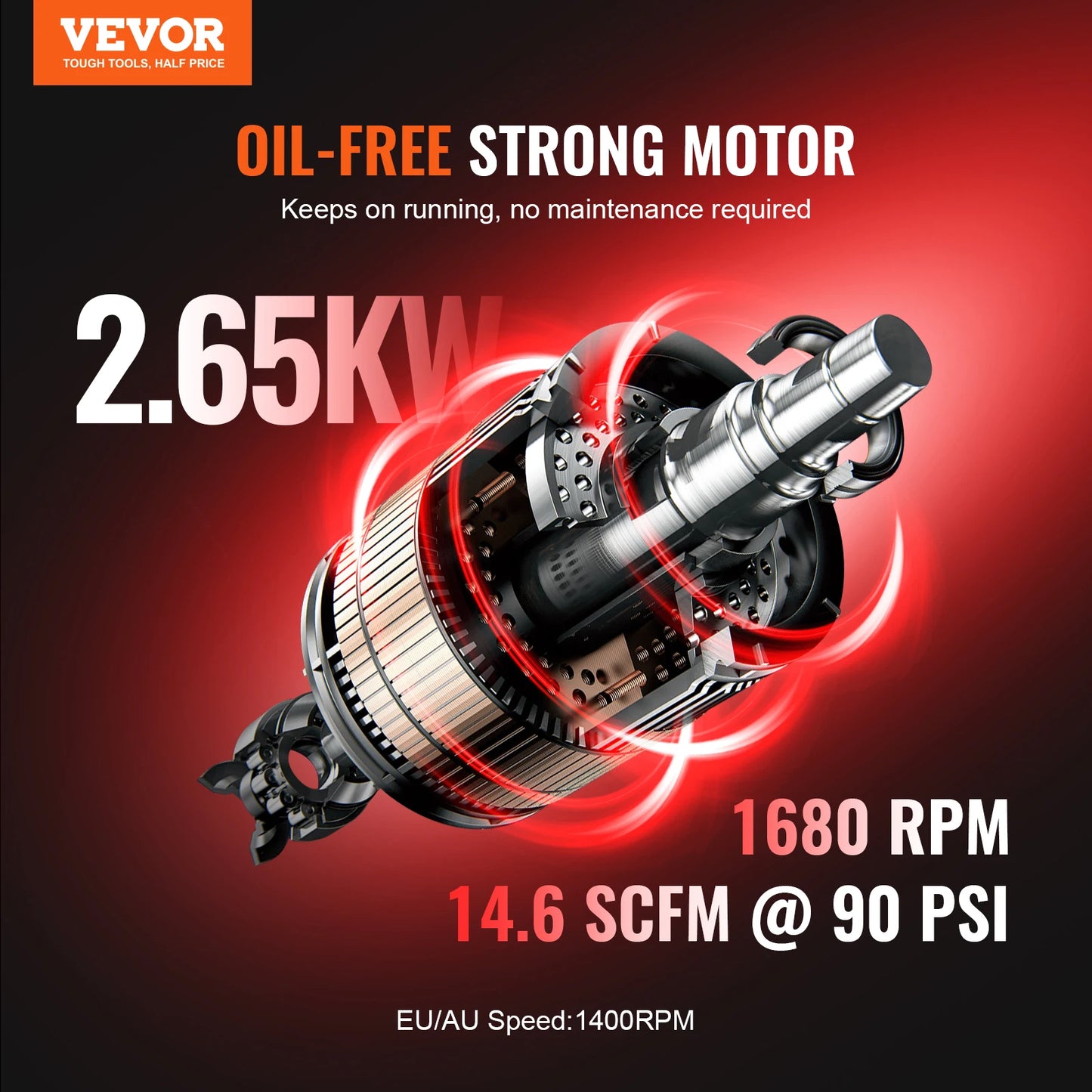 VEVOR Oil Free Air Compressor 125 PSI Quiet Portable Pump
