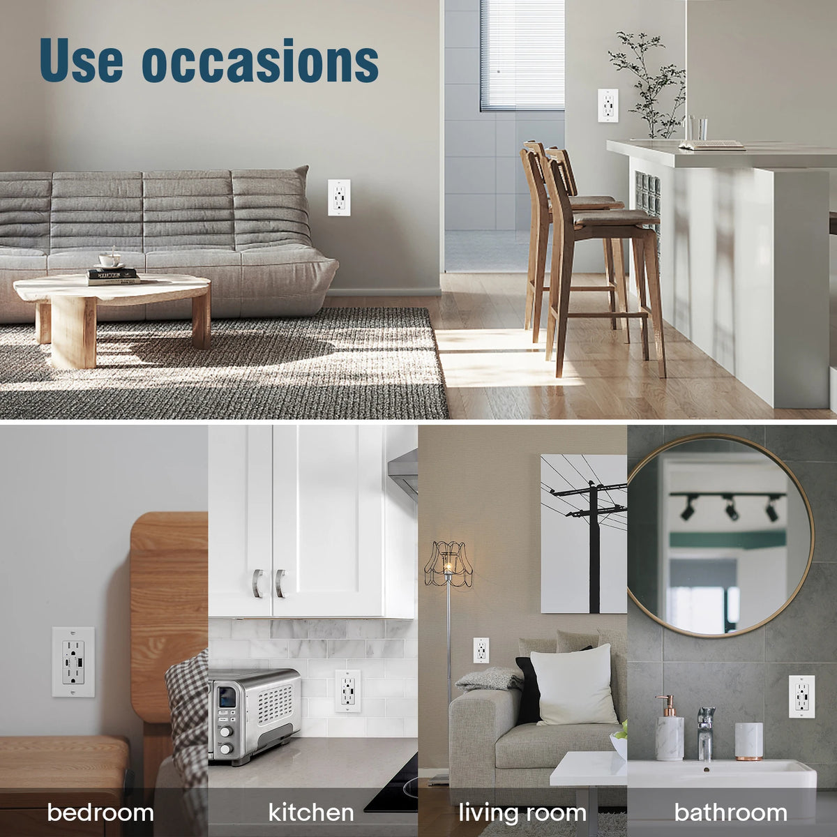 NineLeaf Dual Type C USB Wall Outlet With LED Indicator