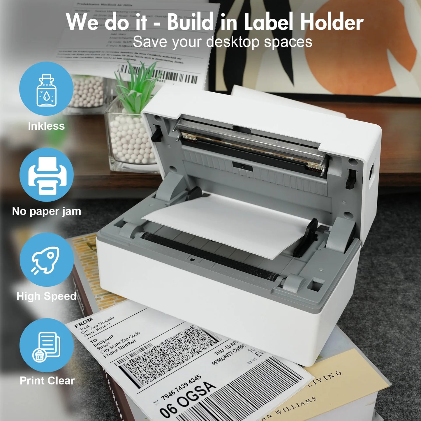 TakeYou Thermal Label Printer Portable No Ink 203DPI Bluetooth USB