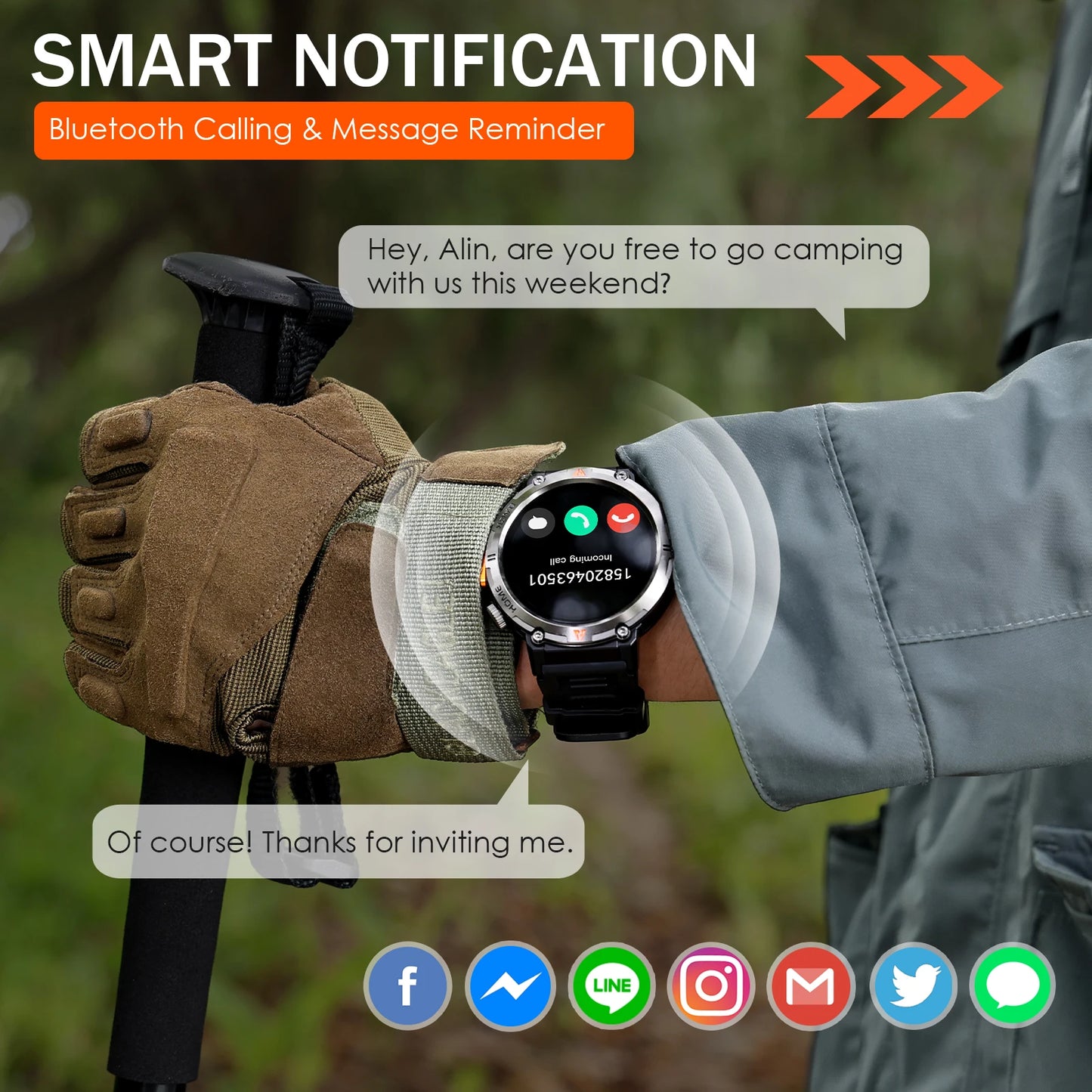 EIGIIS KE3 Smartwatch Bluetooth Call Full Touch Screen