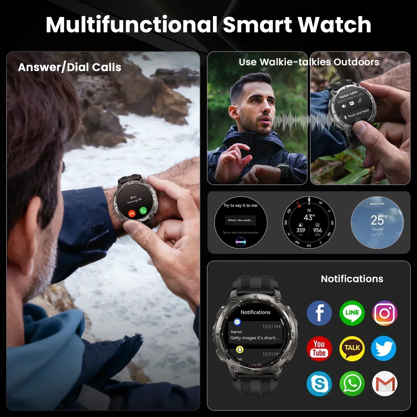 KOSPET Tank T4 Smart Watch with GPS and Offline Maps