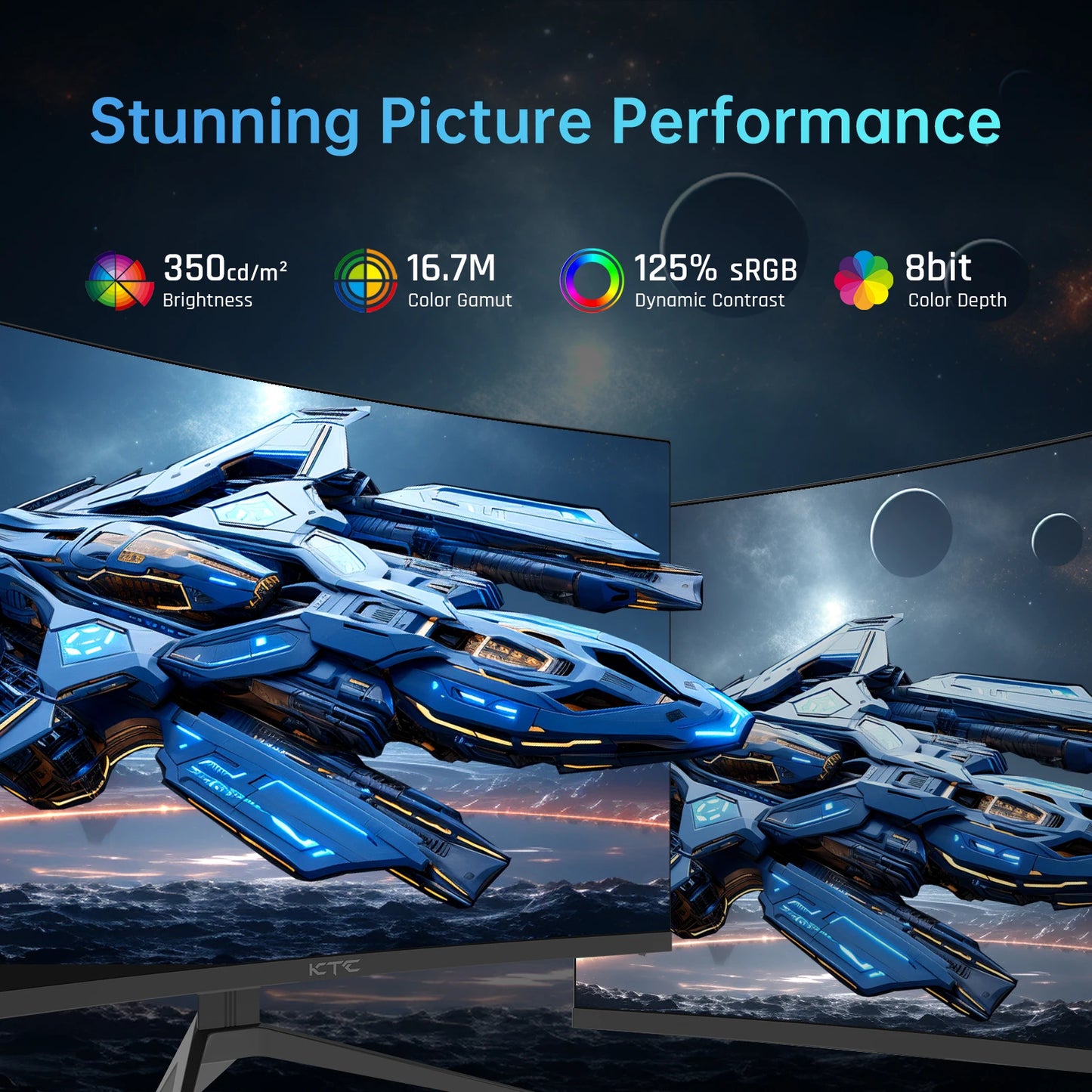 KTC 240Hz Curved Gaming Monitor HDR10 FreeSync HDMI DP USB