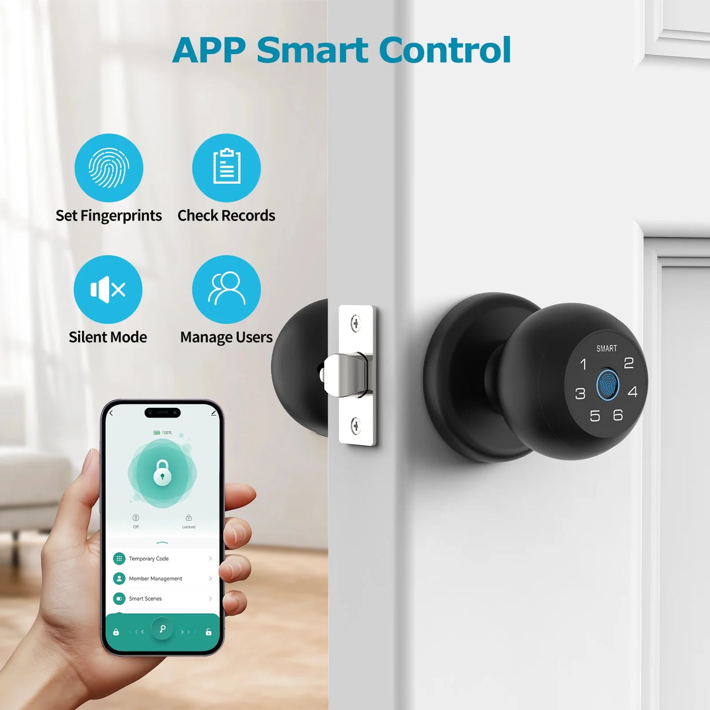 Viladepot Ball Shaped Smart Lock With Fingerprint And Keypad