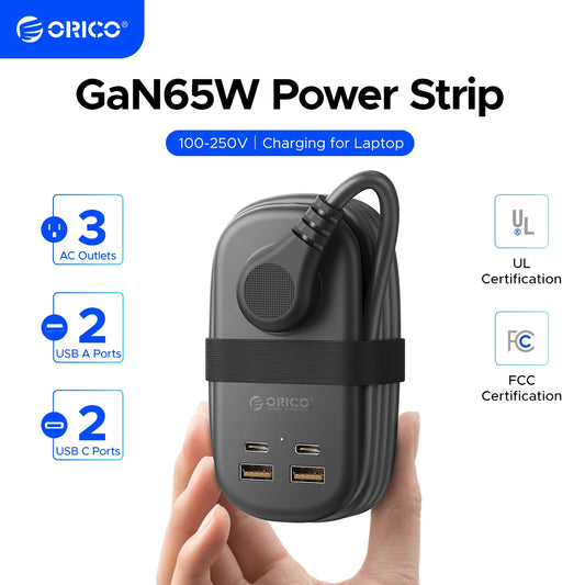 Orico 65W USB-C Power Strip With 3 Outlets And USB